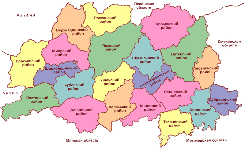 Карта Витебской области